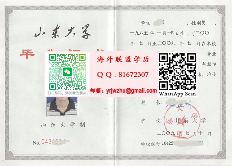 山东大学毕业证书样本|山东大学本科文凭