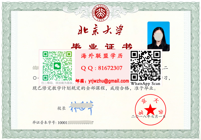 北京大学毕业证书样本|北京大学本科文凭