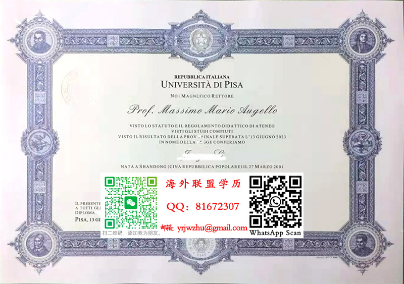 意大利比萨大学毕业证书样本|比萨大学文凭